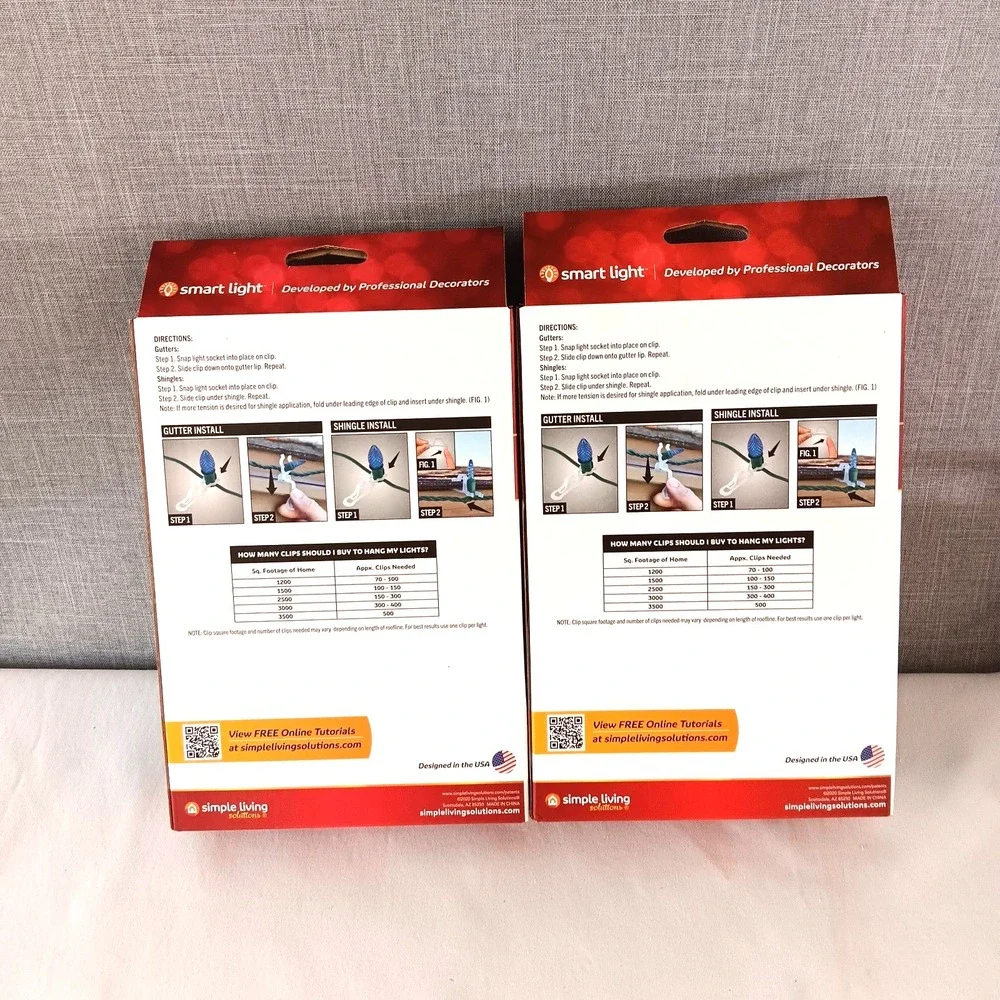 100 Universal Holiday Light Clips for‎ Gutters Shingles Tile - Simple Living NWT